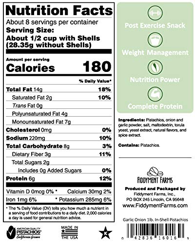 Fiddyment Farms 1 Lb Garlic Onion In-shell Pistachios