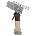 Libman 3-in-1 Window Squeegee Spray Tool - Spray Bottle with Microfiber Scrubber and Rubber Blade - All-in-One Glass Cleaner - Streak-Free Shine