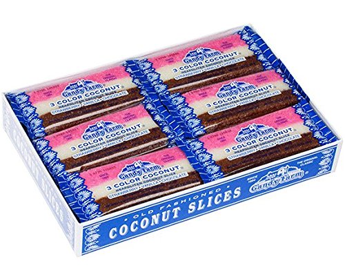Old-Fashioned Coconut Slice Bars 24ct Case - Neapolitan Chocolate/Vanilla/Strawberry