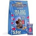 GHIRARDELLI Dark Chocolate Sea Salt Caramel Hearts, 5.8 oz Bag - Valentine’s Candy with Rich Caramel Filling