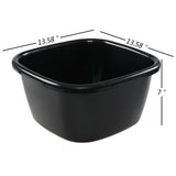 Gloreen 18 Quart Deep Wash Basins 2 Packs, Plastic Square Dish Pan Tub, Black