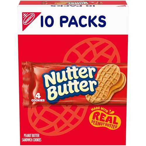 NUTTER BUTTER Peanut Butter Sandwich Cookies, 10 Snack Packs (4 Cookies Per Pack)