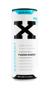 Exponent - Blue Nova Fusion Energy Drink | Pack of 12, 355mL Cans | Cool Berry Flavor with Citrus Notes | Zero Sugar & Sucralose | Naturally Sourced