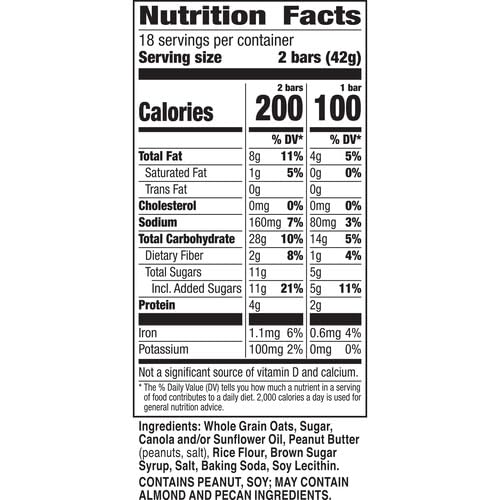 Nature Valley Crunchy Granola Bars, Peanut Butter, 36 Bars 26.82 OZ (18 Pouches)