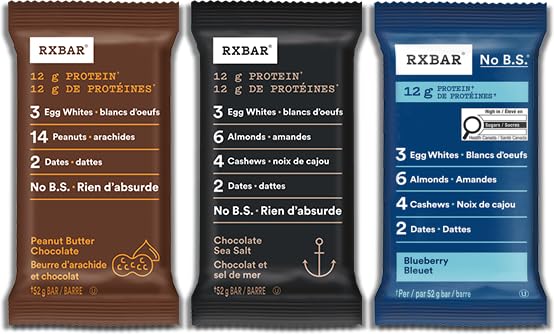 RXBAR Protein Bar Variety Pack, 14 Count - Chocolate Sea Salt, Peanut Butter Chocolate & Blueberry - Simple Ingredient Snack Bars