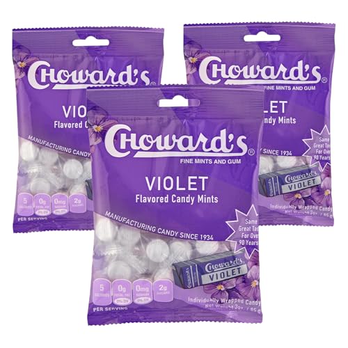 Choward's Violet Mints Candy Bag | Bold Aromatic Flavor | Perfect for Snacks in Lunchboxes, Travel, Sharing, and Gifting | Nostalgic Vintage Candy | 3