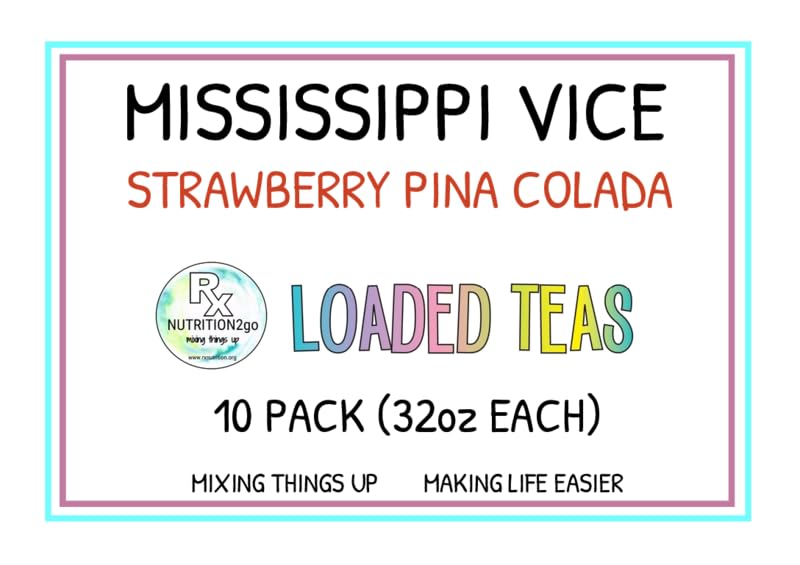 RxNutrition 2go Loaded Energy Tea (10 pack bulk, Mississippi Vice)