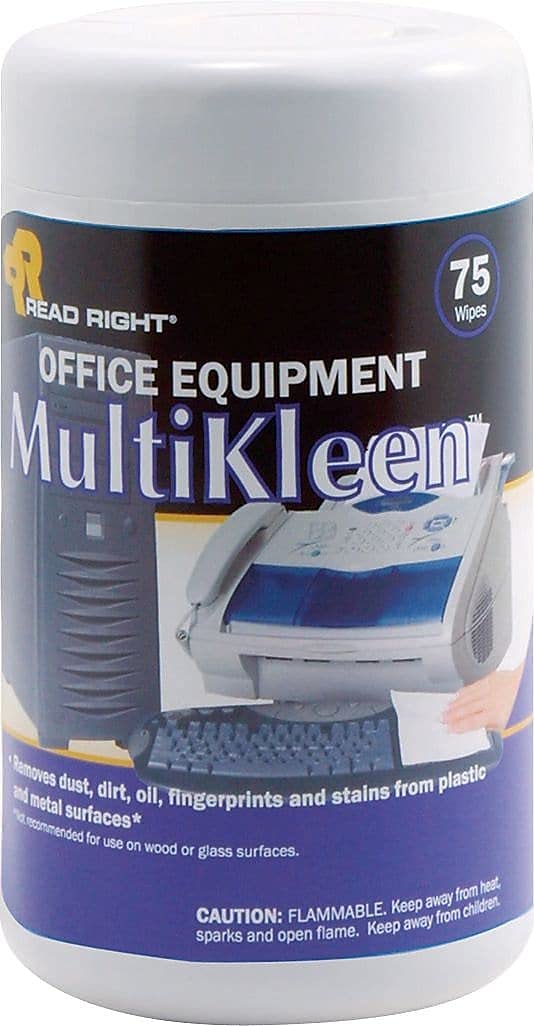 Read Right RR1407 Office Equipment MultiKleen Wet Wipes Cloth 3 1/4 x 3 1/4 75/Tub