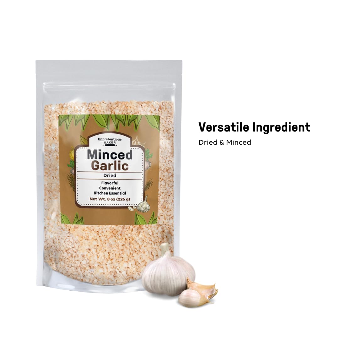 Unpretentious Minced Dried Garlic, 8 oz, Kitchen Essential, Versatile Seasoning