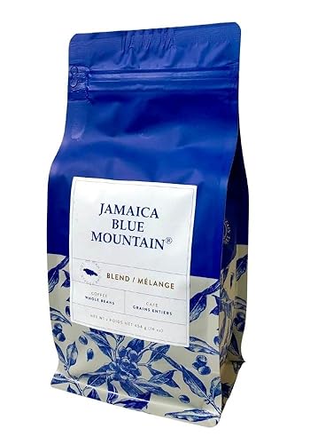 JA Coffee - Jamaica Blue Mountain Caribbean Coffee Blend, Medium Roast, Whole Beans - Premium Arabica, Bag of 454 Grams (1 Pound, 16 Ounces)