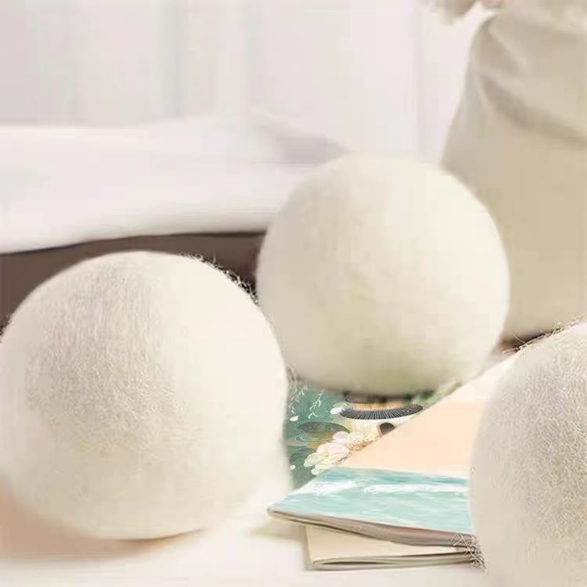 Chuanghe&LP XL Wool Dryer Balls, Natural Fabric Softener, Reusable, Reduces Wrinkles, Saves Drying Time (6), White