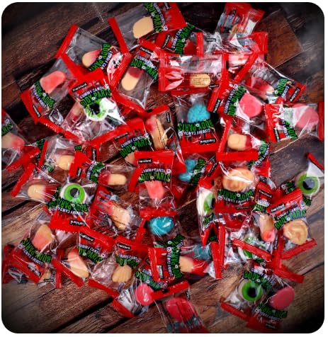 HUBZ Assorted Halloween Gummy Body Parts with Felt Baskets, 50 Pieces