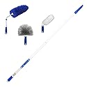 Unger Connect and Clean Dusting Kit with 4' Steel Pole, Features Microfiber Duster, Cobweb and Corner Duster and Wide Blind Duster, High-Access