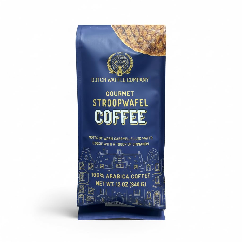 Dutch Waffle Company Cinnamon Stroopwafel Flavored Ground Coffee, 12 oz, Arabica Coffee with Caramel, Brown Sugar & Butter Cookie Notes, Limited