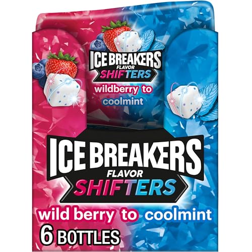 ICE BREAKERS Flavor Shifters Wild Berry to Coolmint Flavored Sugar Free Chewing Gum Bottles, 3.24 oz (6 Count, 40 Pieces)
