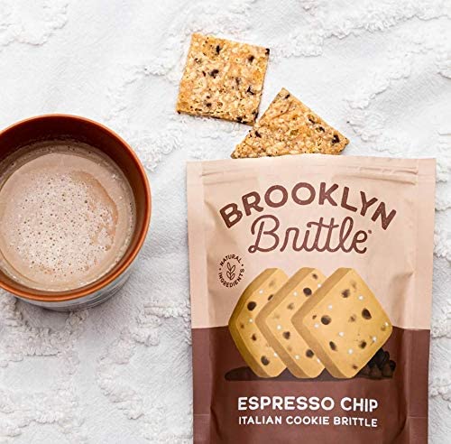 Brooklyn Brittle Espresso Chip Italian Cookie Brittle - Crunchy Coffee-Flavored Gourmet Snack - Handmade Baked Treats - Perfect for Dunking, Snacking