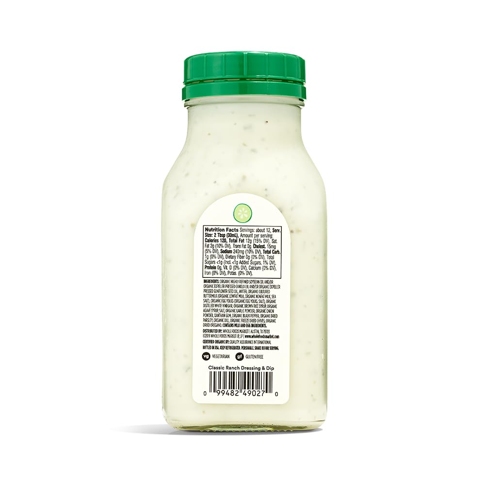 365 by Whole Foods Market, Organic Classic Ranch Dressing, 12 Fl Oz