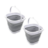 SAMMART Set of 2-2.6L (0.68 Gallon) Super Mini Sqare Collapsible Plastic Bucket - Foldable Square Tub - Portable Fishing Water Pail - Space Saving