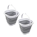 SAMMART Set of 2-2.6L (0.68 Gallon) Super Mini Sqare Collapsible Plastic Bucket - Foldable Square Tub - Portable Fishing Water Pail - Space Saving