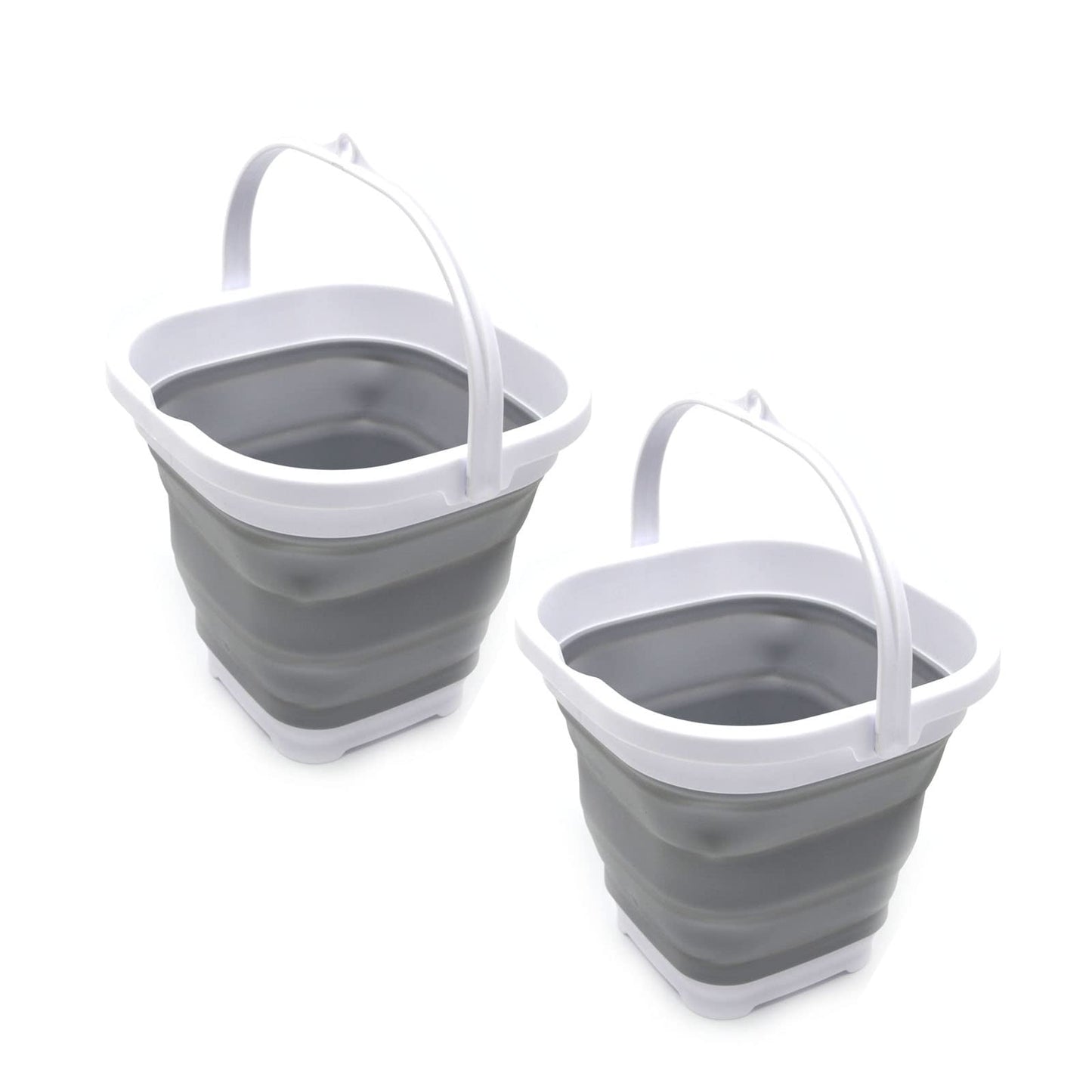 SAMMART Set of 2-2.6L (0.68 Gallon) Super Mini Sqare Collapsible Plastic Bucket - Foldable Square Tub - Portable Fishing Water Pail - Space Saving
