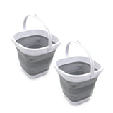 SAMMART Set of 2-2.6L (0.68 Gallon) Super Mini Sqare Collapsible Plastic Bucket - Foldable Square Tub - Portable Fishing Water Pail - Space Saving