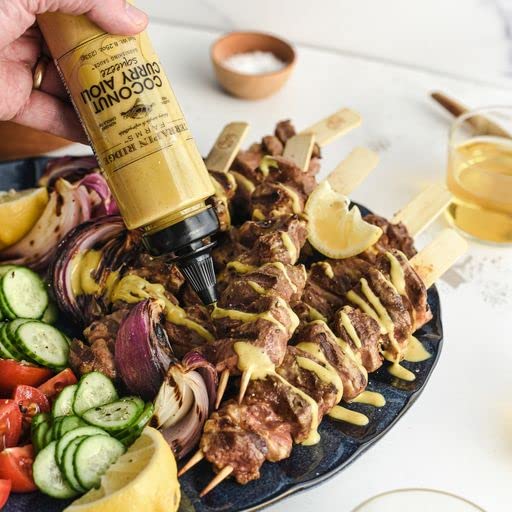 Terrapin Ridge Farms Coconut Curry Aioli Garnishing Sauce - One 8.25 Ounce Squeeze Bottle - Gluten-Free, Keto-Friendly, Low Carb, Low Sugar