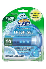 Scrubbing Bubbles Fresh Gel Toilet Bowl Cleaning Stamps, Helps Keep Toilet Clean and Helps Prevent Limescale & Rings, Rainshower Scent, 1 Dispenser