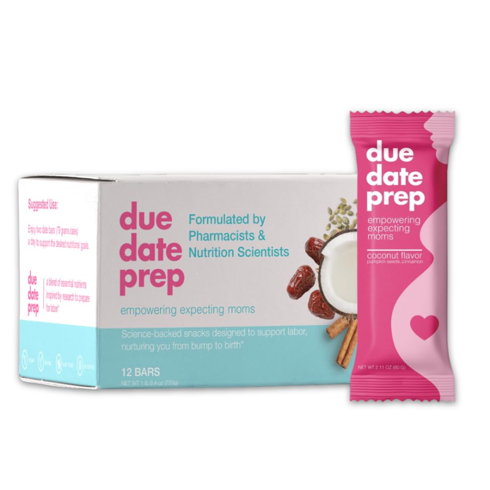 Due Date Prep Snack Bars - Natural Labor Prep Support for Pregnant Women | Organic, Gluten-Free, Kosher | Third Trimester Snacks with Dates