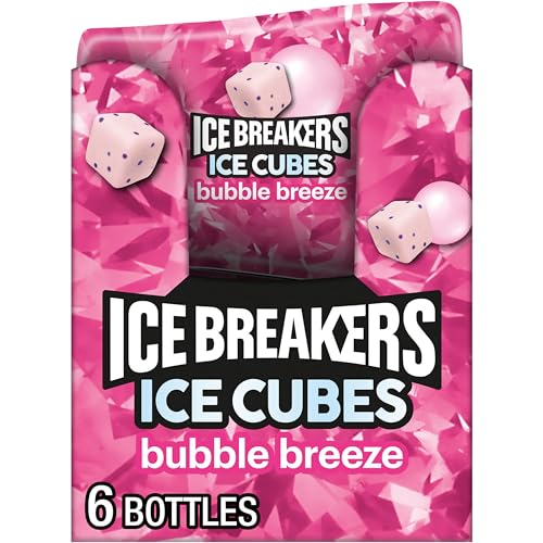 ICE BREAKERS Ice Cubes Bubble Breeze Flavored Sugar Free Chewing Gum Bottles, 3.24 oz (6 Count, 40 Pieces)
