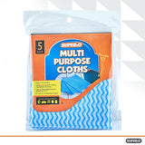 Superio Handy Wipes for Kitchen - Blue Reusable Multi-Purpose Heavy-Duty Cleaning Cloth for House, Bathroom, and Office. Disposable Dish Towel (5)