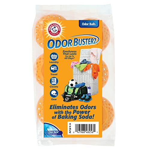 Arm & Hammer OdorBusterz® Odor Eliminator Balls, Clean Burst, 6 Count - Baking Soda Odor Control for Closets, Drawers, Hampers & Small Spaces