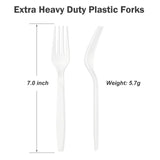 Dealusy 360 Count Extra Heavy Duty White Plastic Forks Disposable, BPA-Free, Heat Resistant, Solid and Durable Disposable Forks Bulk, Premium Plastic