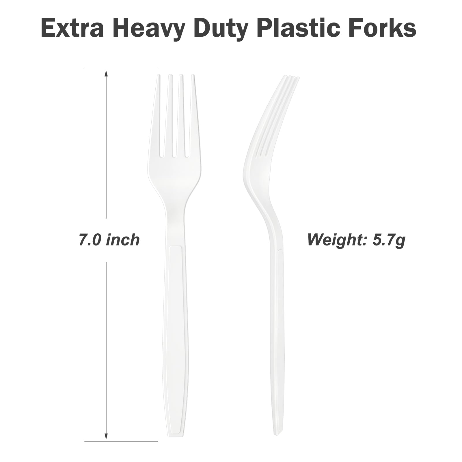 Dealusy 360 Count Extra Heavy Duty White Plastic Forks Disposable, BPA-Free, Heat Resistant, Solid and Durable Disposable Forks Bulk, Premium Plastic