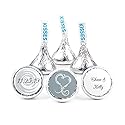 Personalized Wedding Stickers for Kisses Candy Favors - Silver (108-3/4in Stickers)