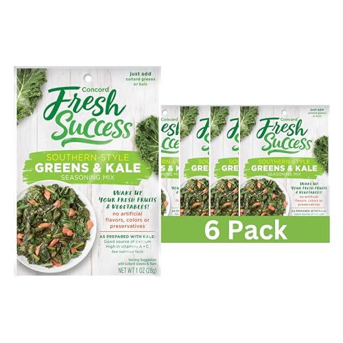 Concord Foods Southern-Style Greens and Kale Seasoning Mix Authentic Southern Flavors for Delicious, Smoky Kale and Collard Greens 1 oz (Pack of 6)