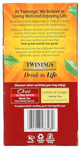 Twinings Chai Black Tea Individually Wrapped Bags, Sweet, Savoury Spices, Caffeinated, Enjoy Hot or Iced - 50 Count