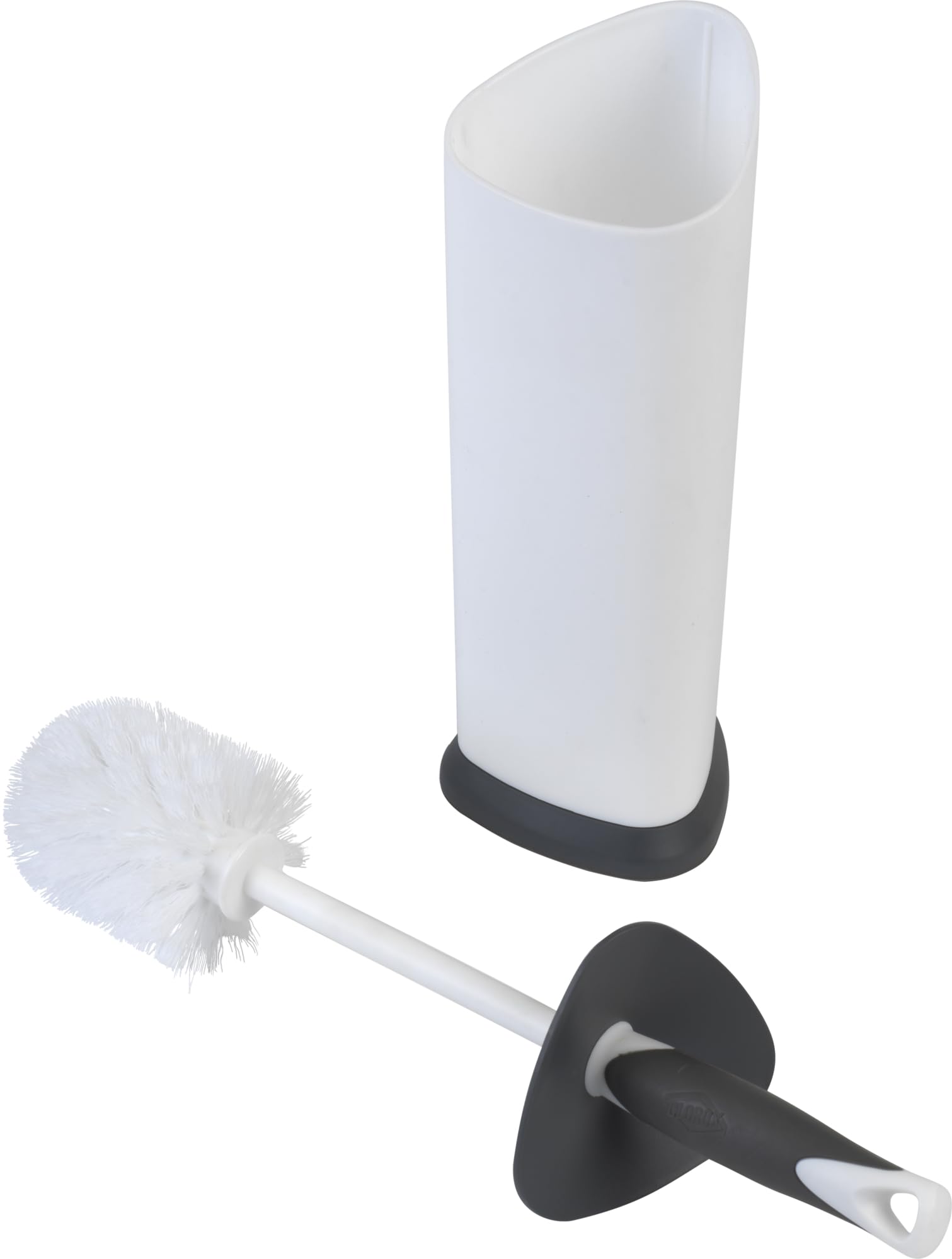 Clorox Covered Toilet Brush and Caddy with Splash Guard & Non-Skid Base, 2-Piece, White