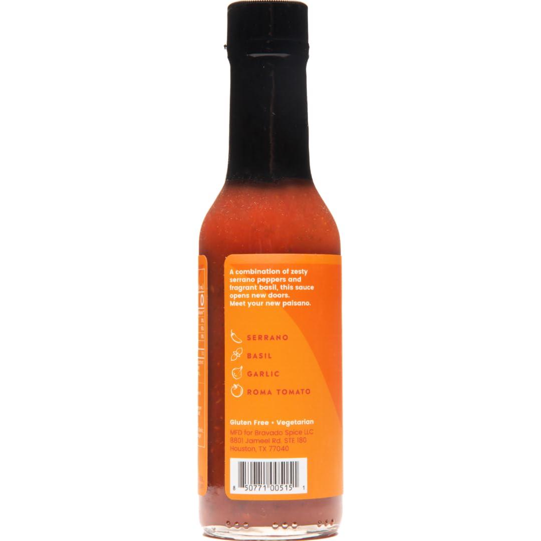 Serrano And Basil Hot Sauce By Bravado Spice Gluten Free, Vegan, Low Carb, Paleo Hot Sauce All Natural 5 oz Hot Sauce Bottle Award Winning Gourmet Hot