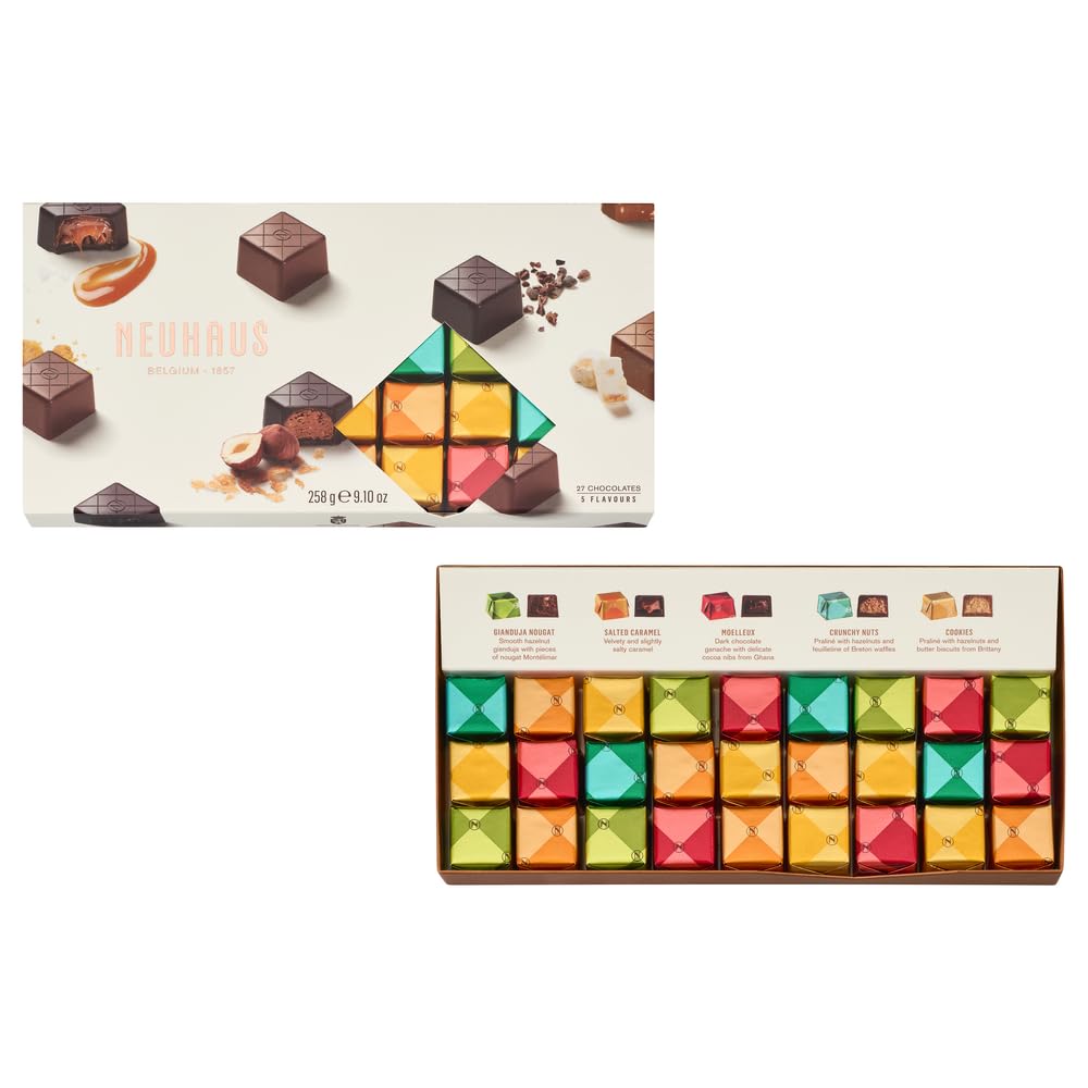 Neuhaus Belgian Chocolate Bonbons Box - 27 Individually Wrapped Bite-Size Pralines | Salted Caramel, Crunchy Nuts, Gianduja Nougat, Moelleux & Cookies