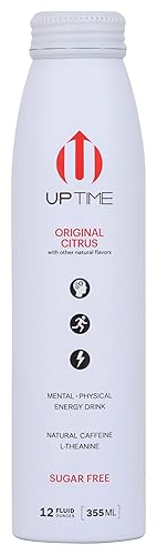 Uptime Original Citrus Energy Drink, with Other Natural Flavors, Natural Caffeine, Sugar Free, Vegan, Gluten Free & Non-GMO, 12 Fluid Ounce (Pack