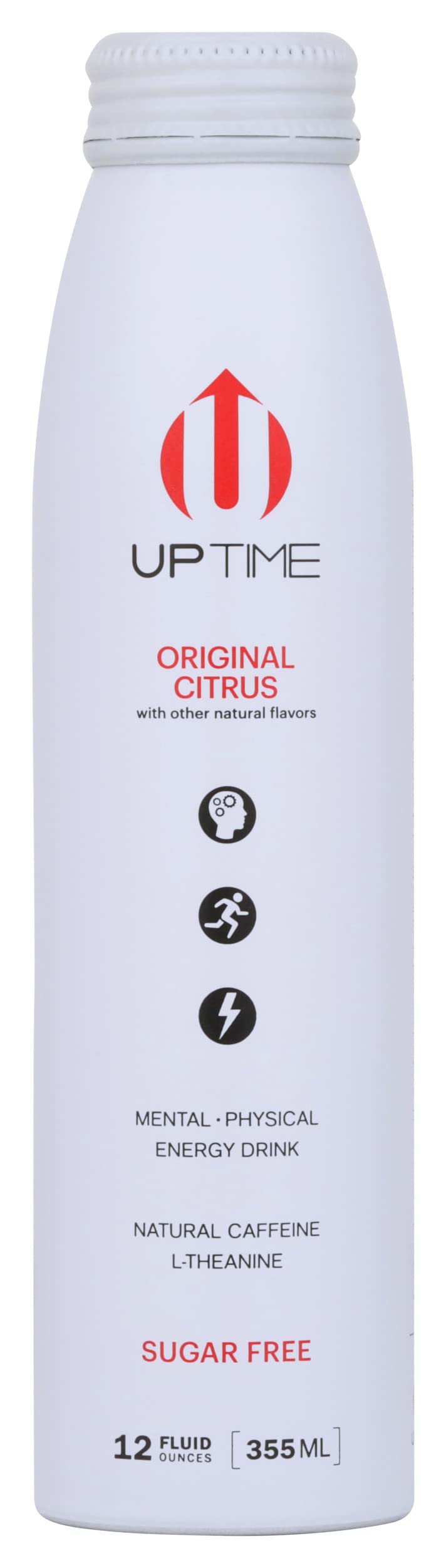 Uptime Original Citrus Energy Drink, with Other Natural Flavors, Natural Caffeine, Sugar Free, Vegan, Gluten Free & Non-GMO, 12 Fluid Ounce (Pack