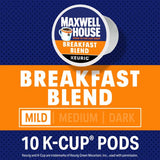 Maxwell House Breakfast Blend Mild Roast K-Cup Coffee Pods, 10 CT (Pack of 6)