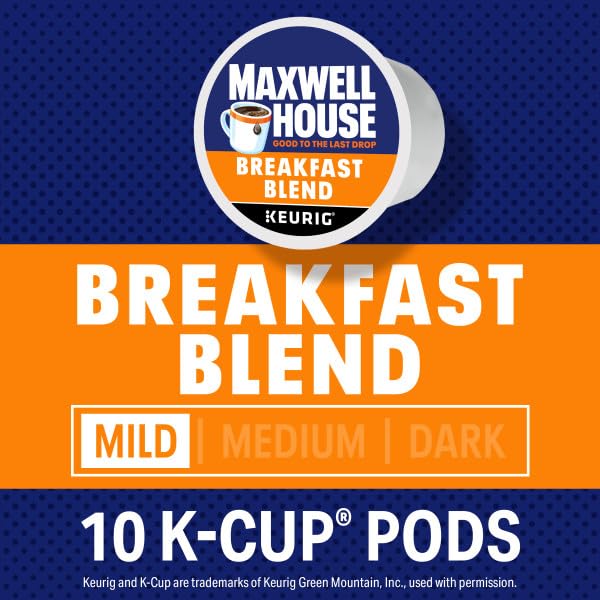 Maxwell House Breakfast Blend Mild Roast K-Cup Coffee Pods, 3.7 Ounce (Pack of 1)