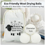 Ruovselz Wool Dryer Balls (6pc) - 100% Organic New Zealand Wool, Natural Fabric Softener, Reusable, Reduces Wrinkles & Drying Time, Eco-Friendly