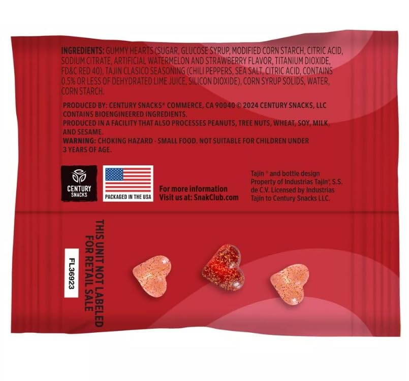 Snak Club Tajin Valentine's Heart Gummies Multipack - 16ct