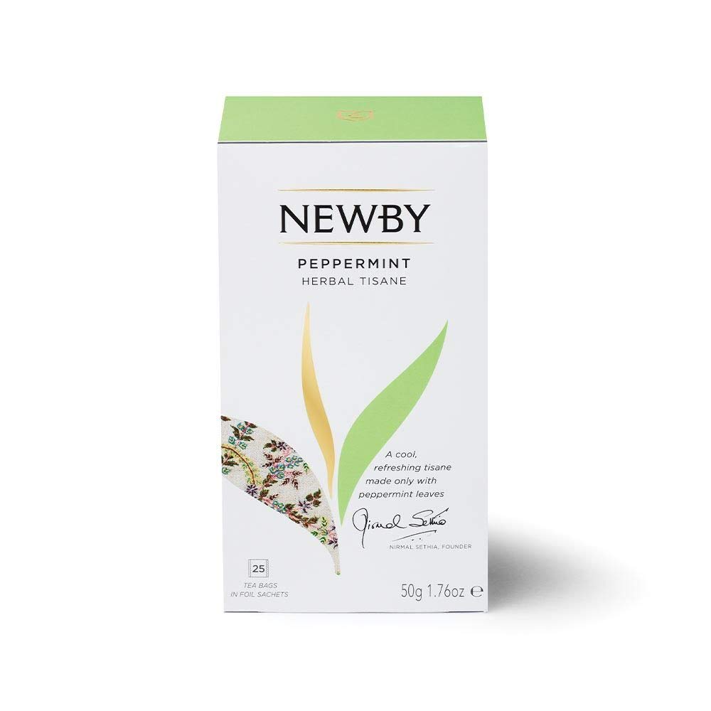 Peppermint Herbal Tea - 25 Individually Wrapped Tea Bags - Refreshing & Caffeine-Free by Newby Teas