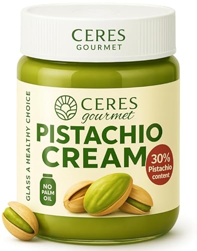 Ceres Gourmet Pistachio Cream Spread, 7 oz, 30% Real Pistachio Butter for Dubai Chocolate Bar Kit, Premium Crema de Pistacho, Smooth Gluten-Free No