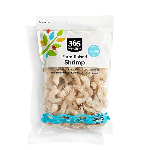 365 by Whole Foods Market Peeled Tail-Off Shrimp 51-60 Count Value Pack, 32 OZ