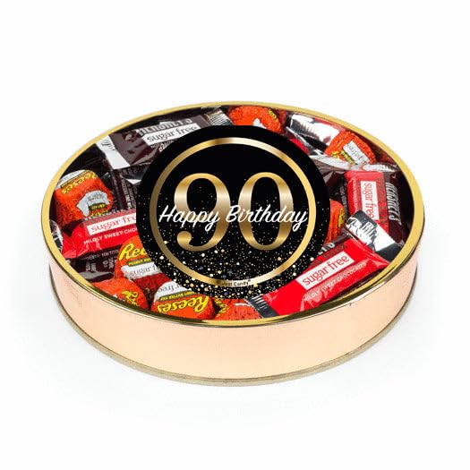 90th Birthday Sugar Free Candy Gift Tin Large Plastic Tin Chocolate Assortment