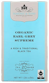 Harney & Sons Premium Tea, Organic Earl Grey Supreme Black Tea, Individually Wrapped Tea Bags, 20/box